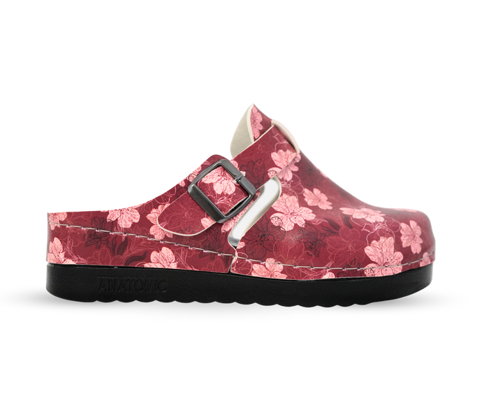 ЖЕНСКА КЛОМПА 154603 RED/FLOWERS