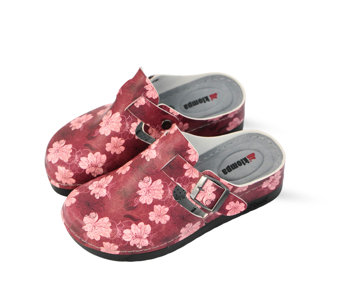 ЖЕНСКА КЛОМПА 154603 RED/FLOWERS