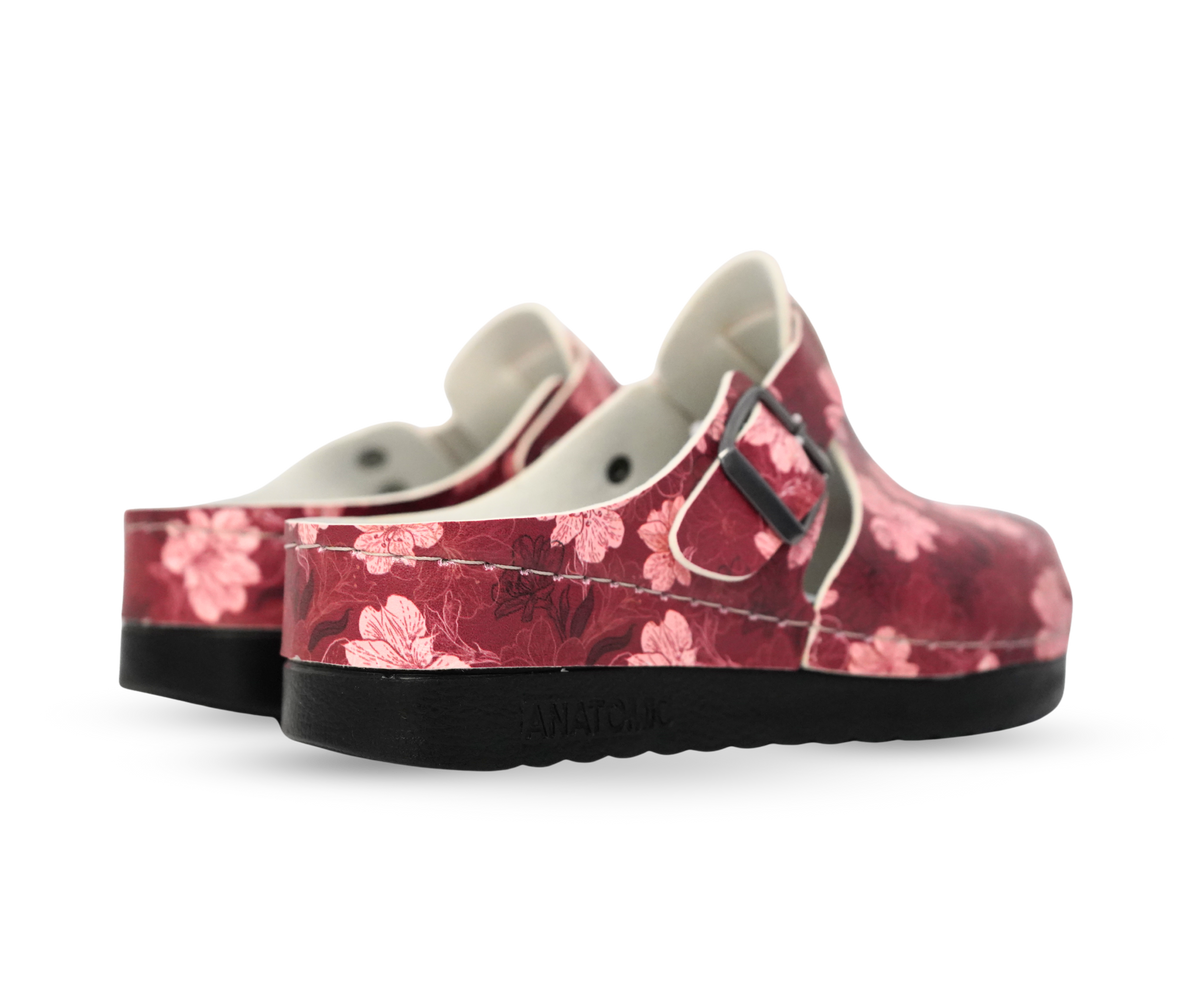 ЖЕНСКА КЛОМПА 154603 RED/FLOWERS